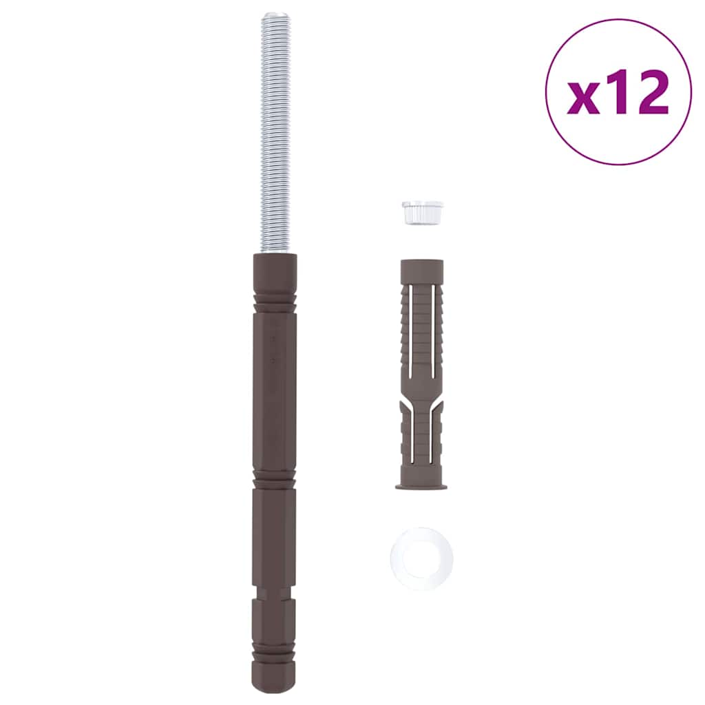 Schwebende Regalhalterungen 12 pcs Braun Ø14 x 210 mm Stahl