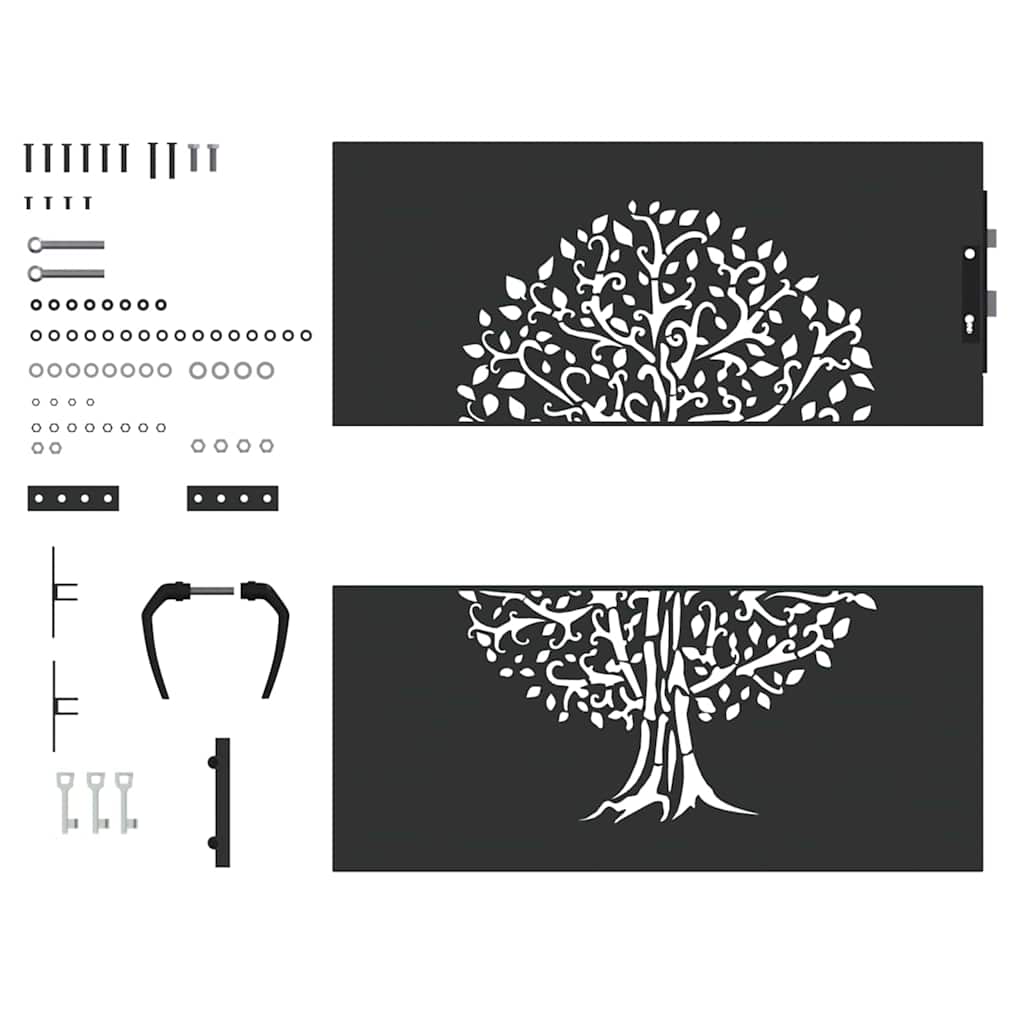 Gartentor, Gartenzaun 85x75 cm Cortenstahl Baumdesign Schwarz