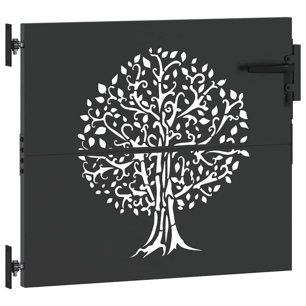 Gartentor, Gartenzaun 85x75 cm Cortenstahl Baumdesign Schwarz
