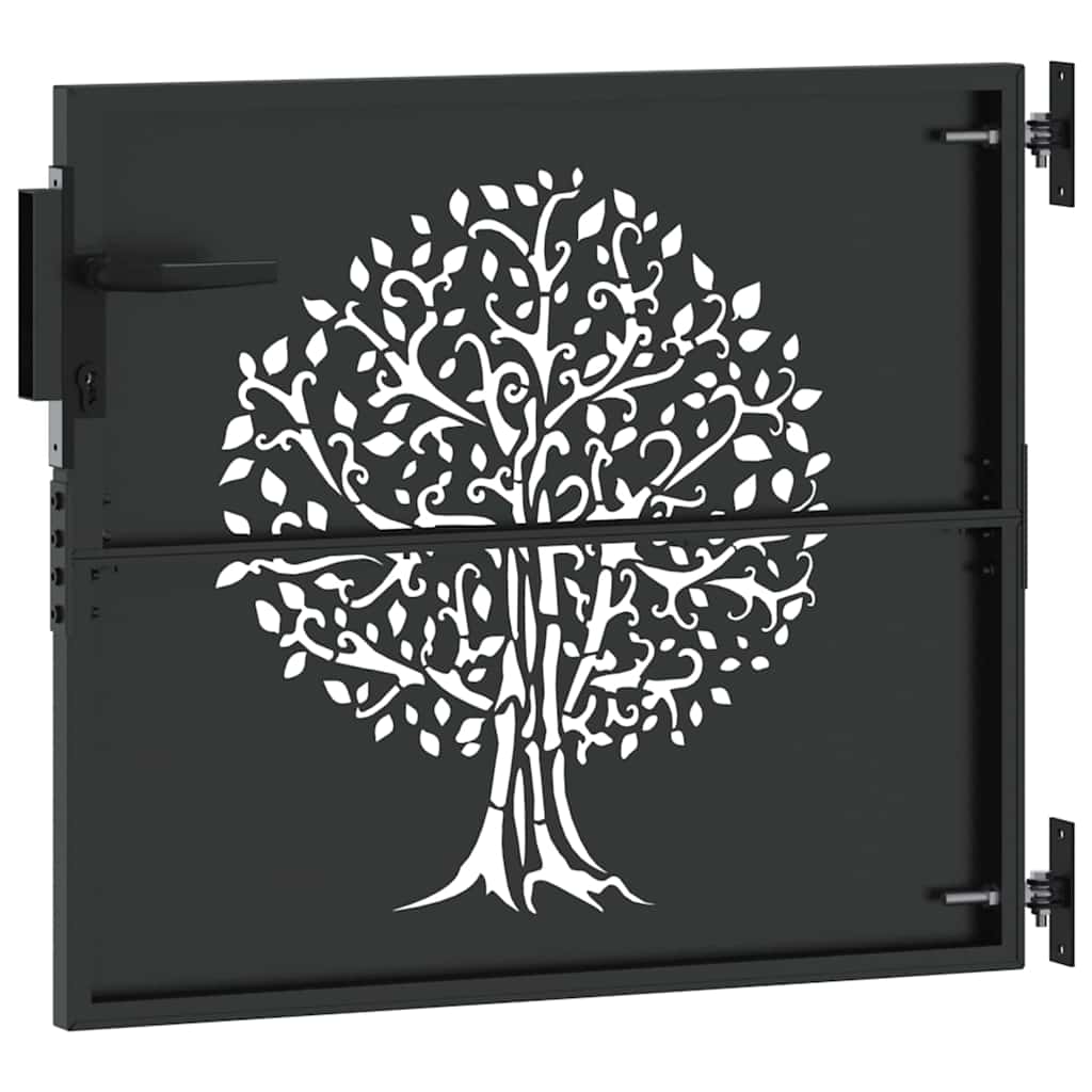 Gartentor, Gartenzaun 85x75 cm Cortenstahl Baumdesign Schwarz