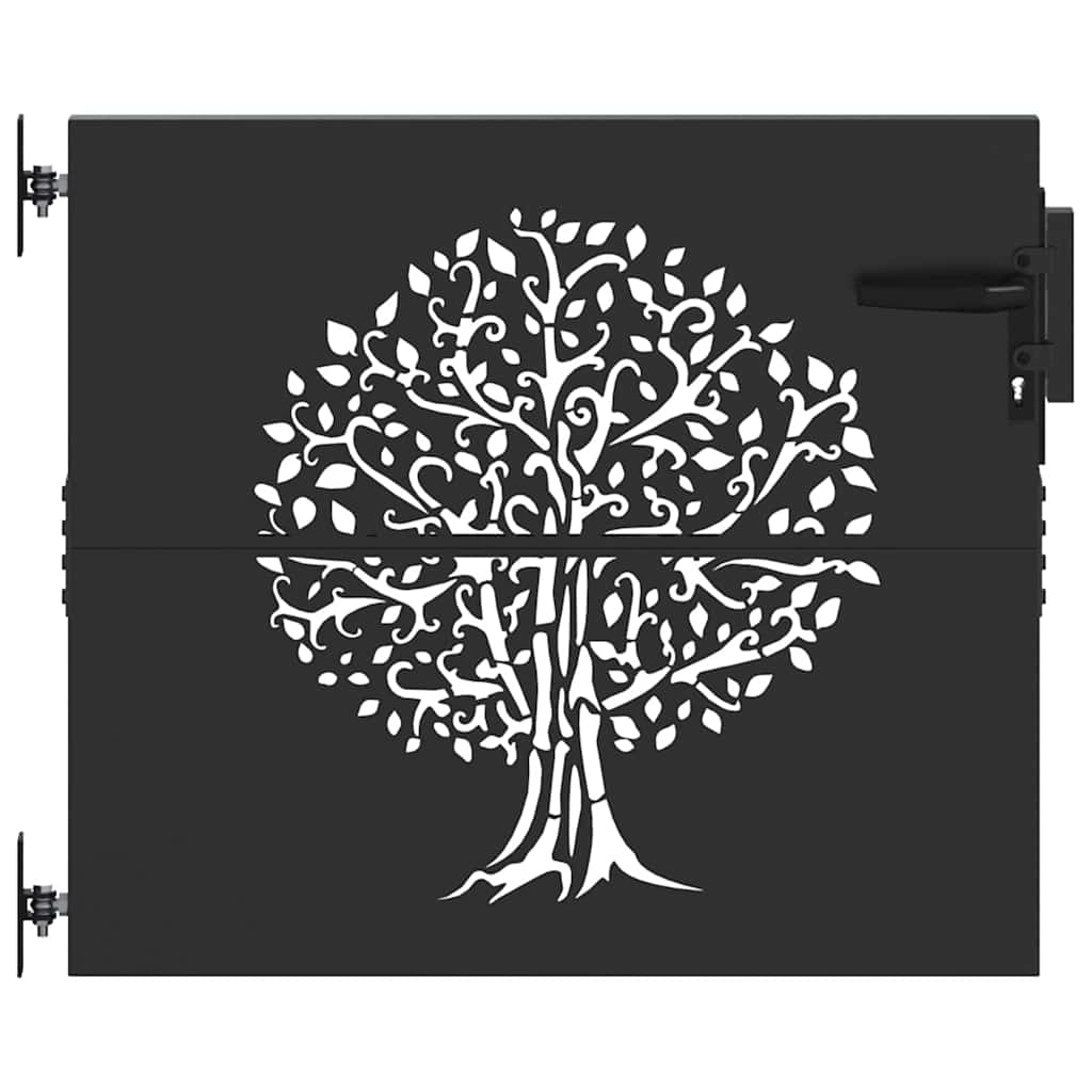Gartentor, Gartenzaun 85x75 cm Cortenstahl Baumdesign Schwarz