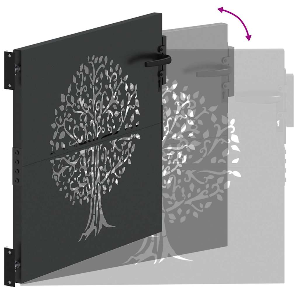 Gartentor, Gartenzaun 85x75 cm Cortenstahl Baumdesign Schwarz