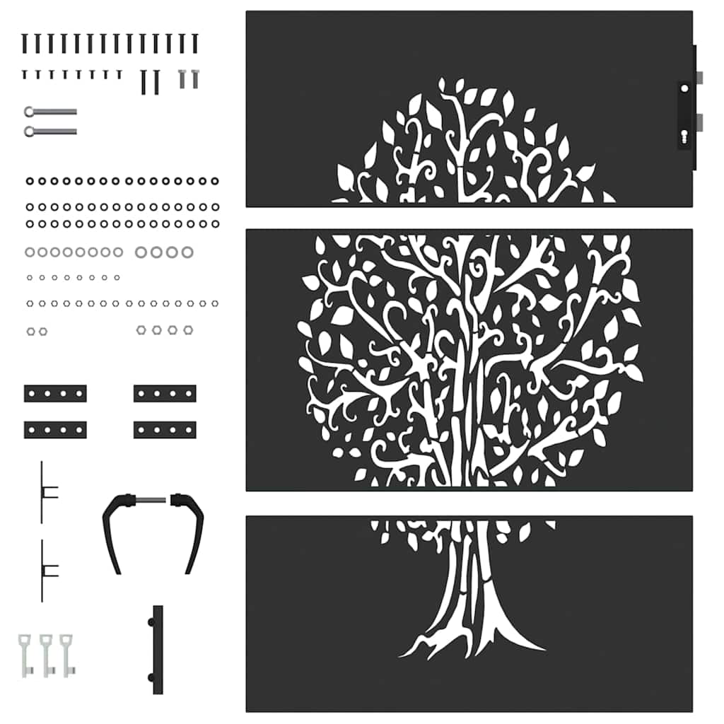 Gartentor, Gartenzaun 85x75 cm Cortenstahl Baumdesign Schwarz