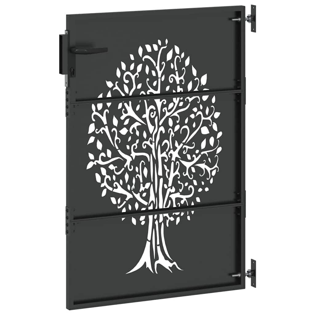 Gartentor, Gartenzaun 85x75 cm Cortenstahl Baumdesign Schwarz