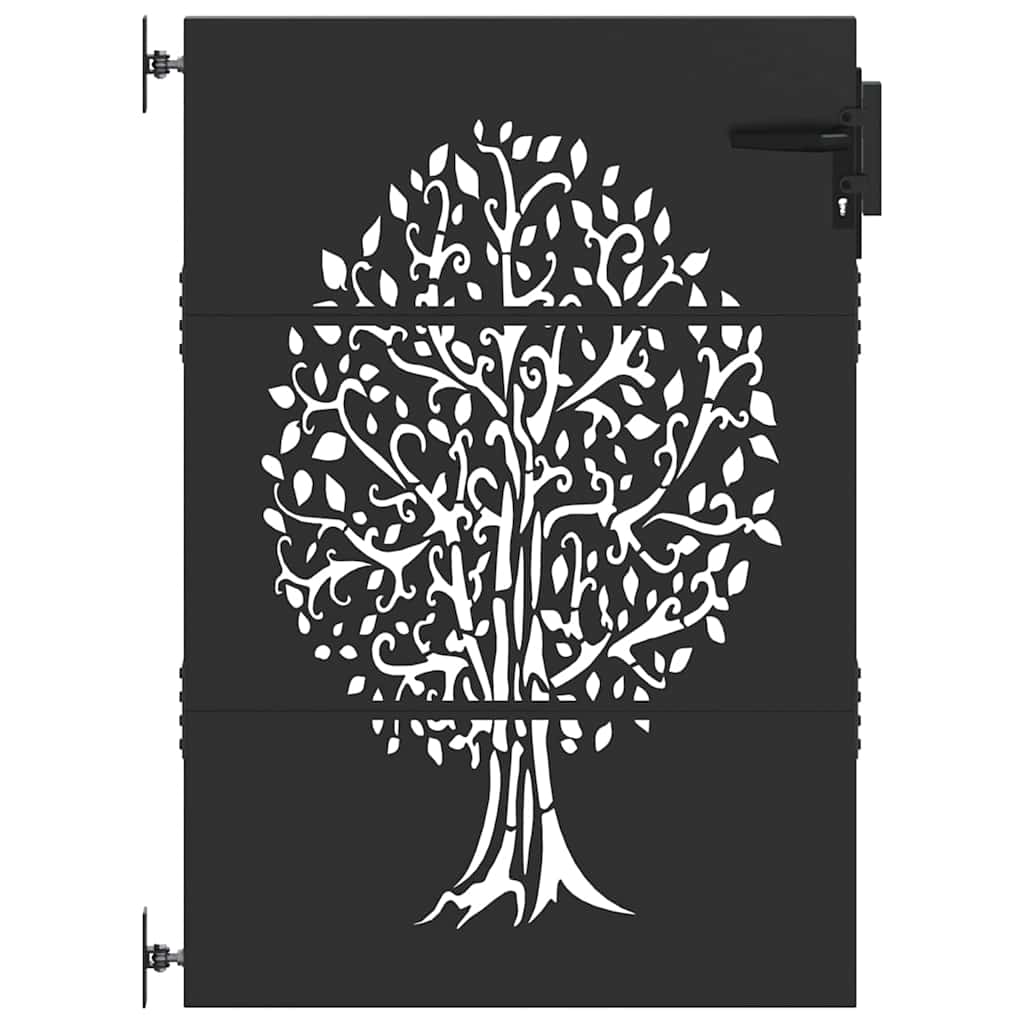 Gartentor, Gartenzaun 85x75 cm Cortenstahl Baumdesign Schwarz