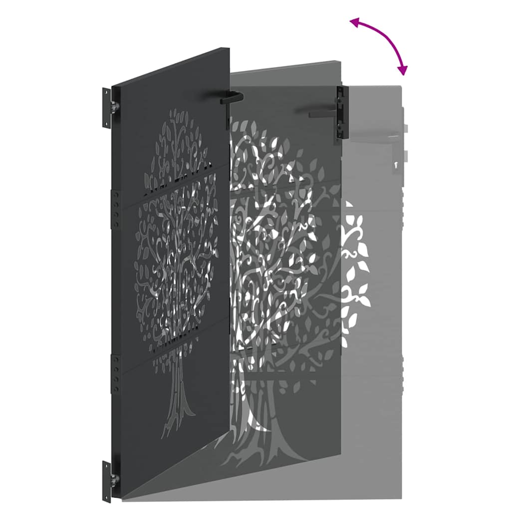 Gartentor, Gartenzaun 85x75 cm Cortenstahl Baumdesign Schwarz