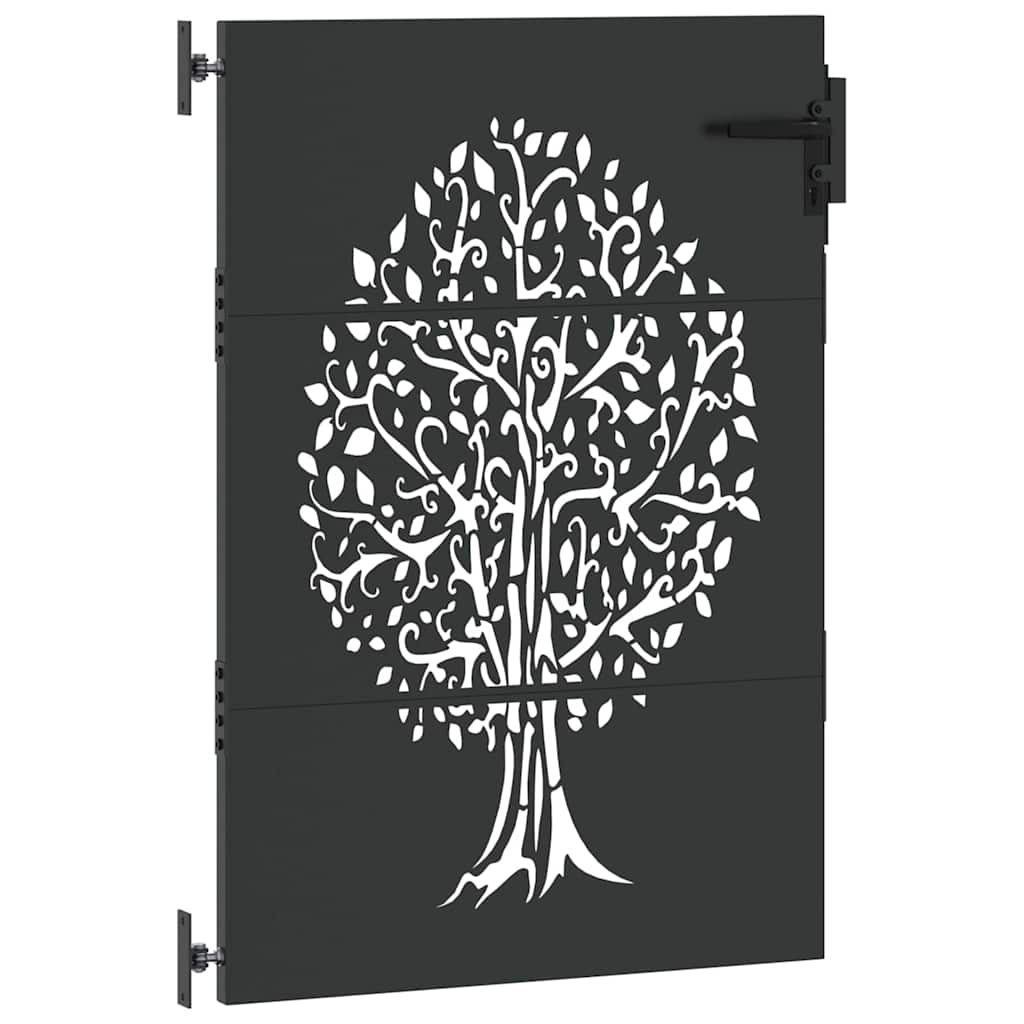 Gartentor, Gartenzaun 85x75 cm Cortenstahl Baumdesign Schwarz