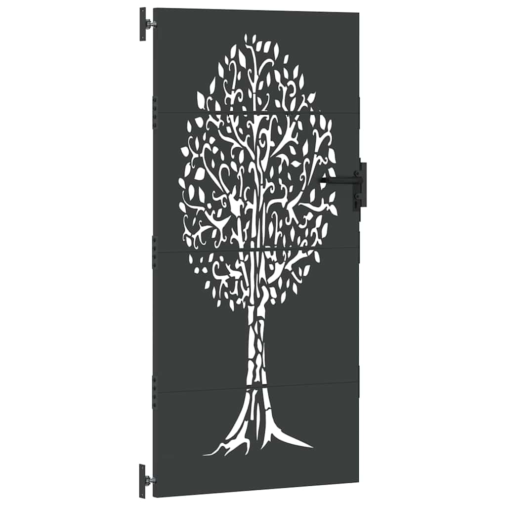 Gartentor, Gartenzaun 85x75 cm Cortenstahl Baumdesign Schwarz