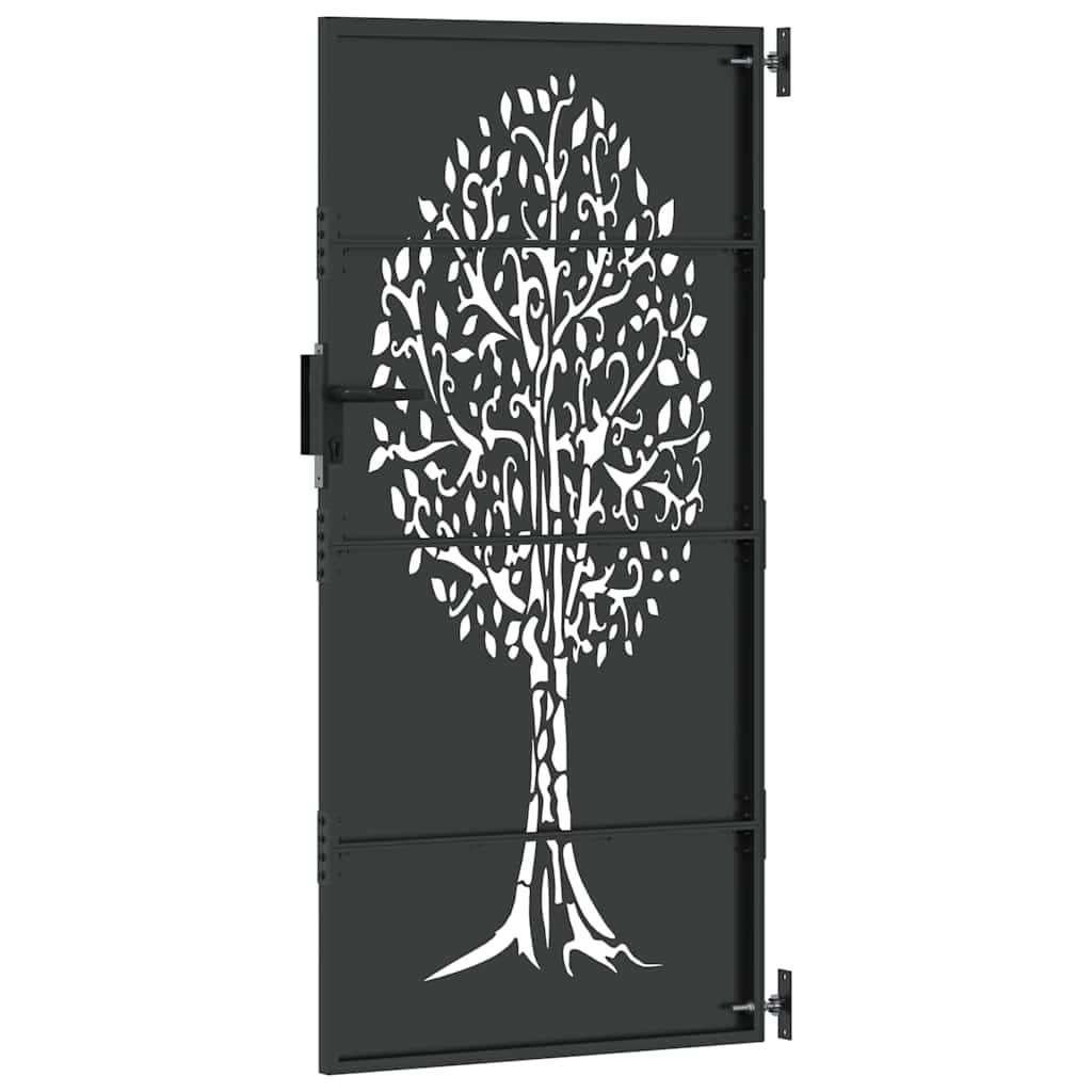 Gartentor, Gartenzaun 85x75 cm Cortenstahl Baumdesign Schwarz