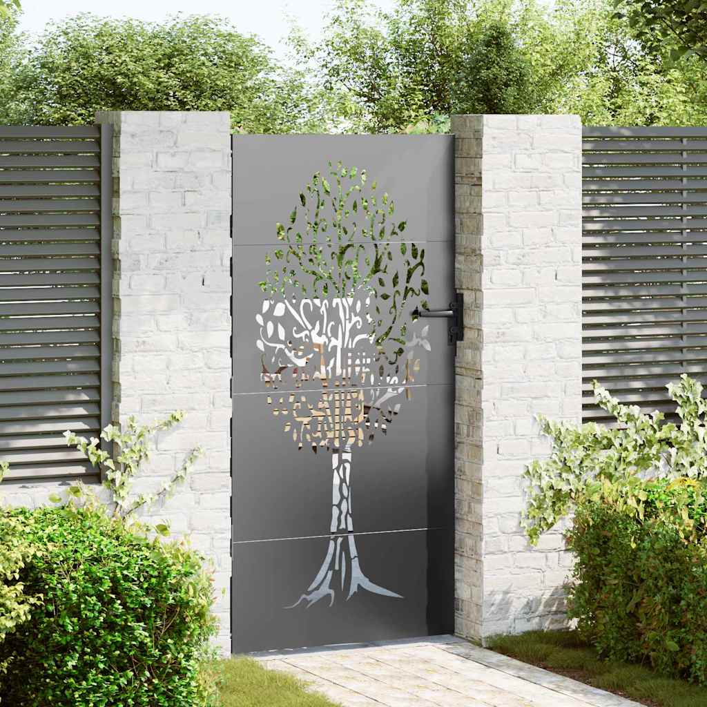 Gartentor, Gartenzaun 85x75 cm Cortenstahl Baumdesign Schwarz
