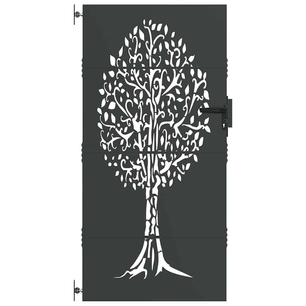 Gartentor, Gartenzaun 85x75 cm Cortenstahl Baumdesign Schwarz