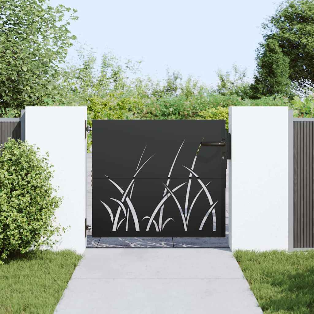 Gartentor Schwarz 105 x 100 cm Pulverbeschichteter Stahl