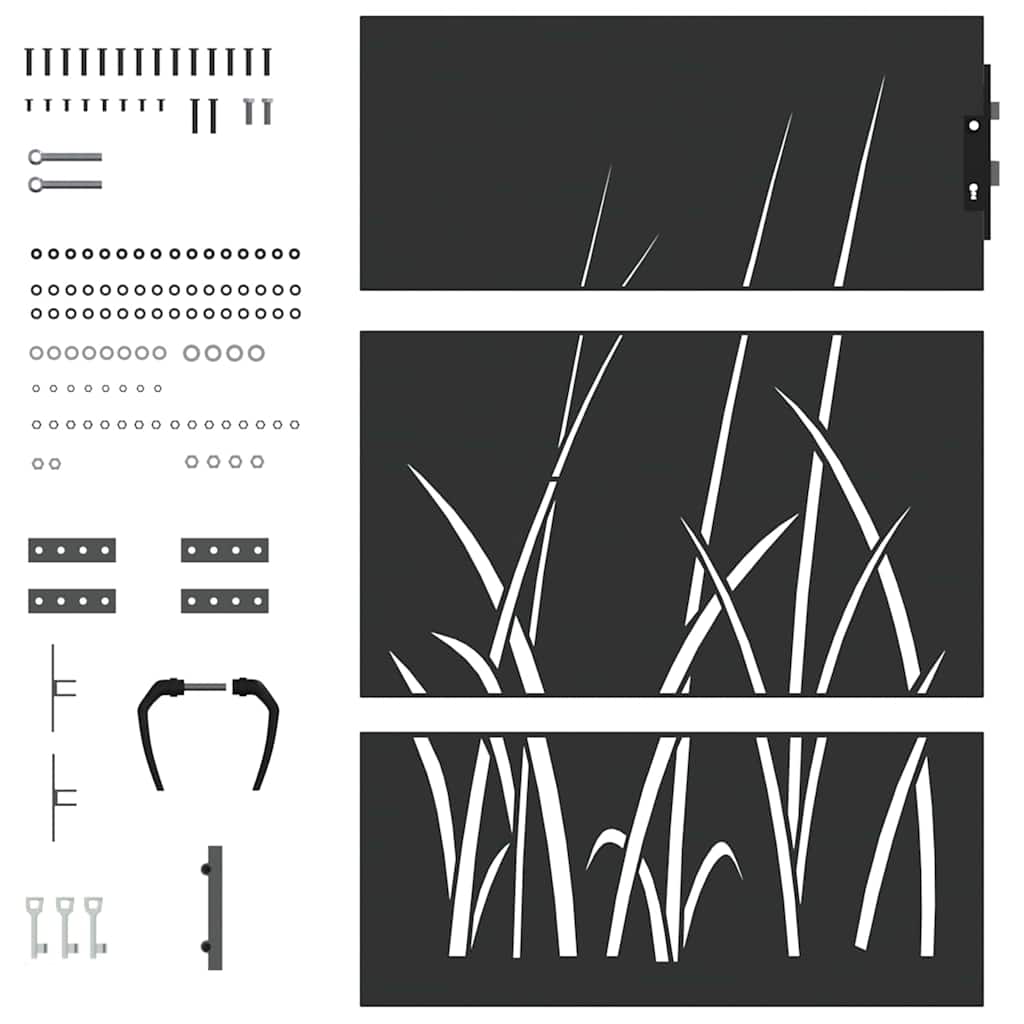 Gartentor, Gartentor 85x150 cm Cortenstahl Grasdesign Schwarz