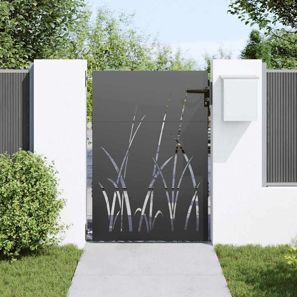 Gartentor, Gartentor 85x150 cm Cortenstahl Grasdesign Schwarz