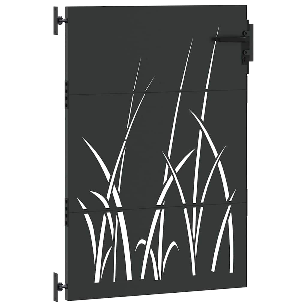 Gartentor, Gartentor 85x150 cm Cortenstahl Grasdesign Schwarz