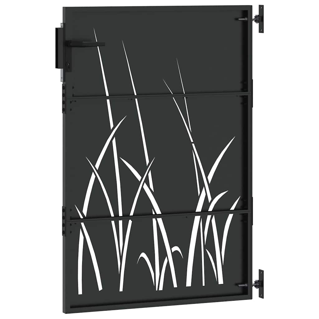 Gartentor, Gartentor 85x150 cm Cortenstahl Grasdesign Schwarz