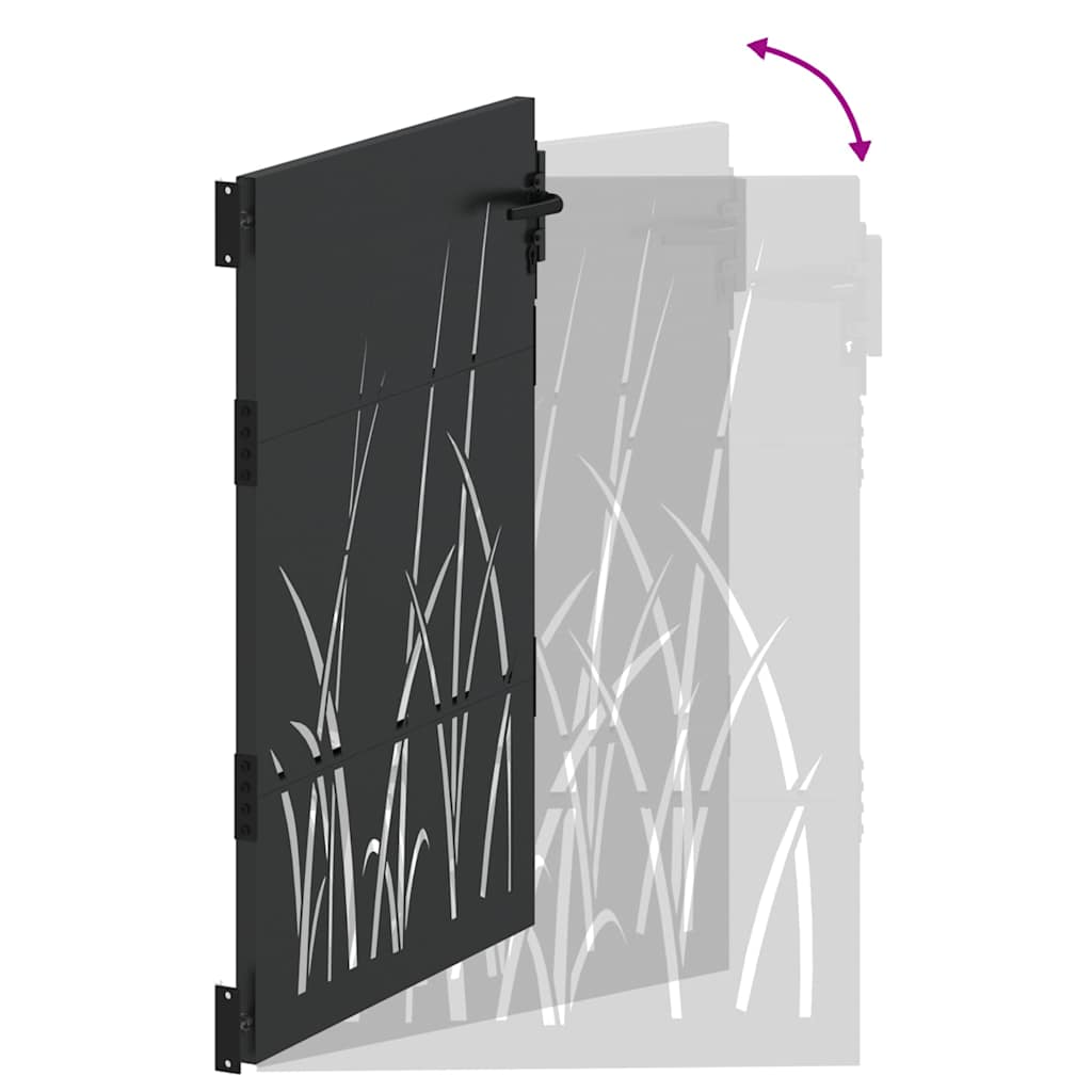 Gartentor, Gartentor 85x150 cm Cortenstahl Grasdesign Schwarz