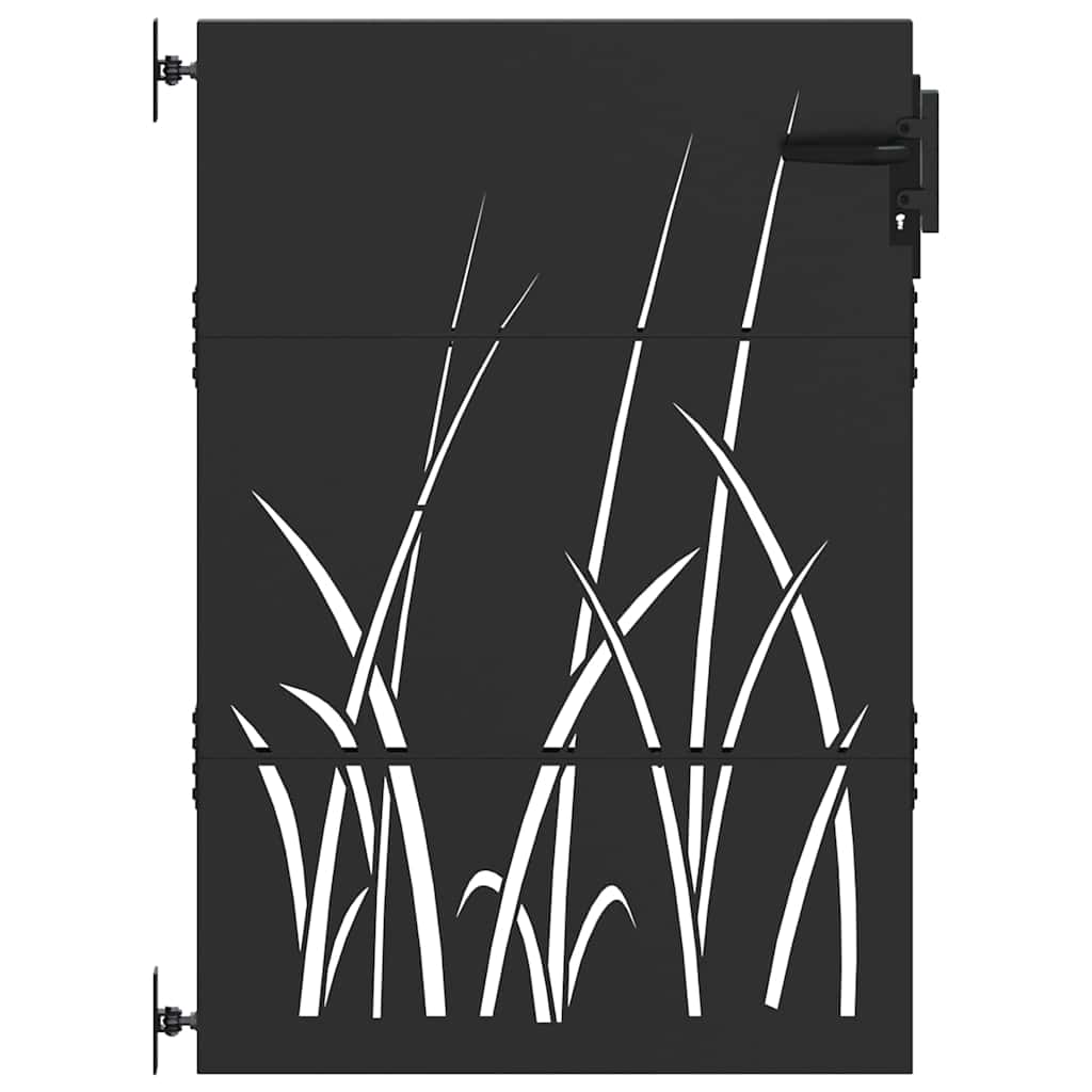 Gartentor, Gartentor 85x150 cm Cortenstahl Grasdesign Schwarz