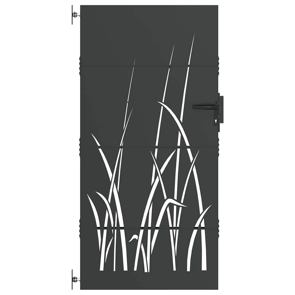 Gartentor, Gartentor 85x150 cm Cortenstahl Grasdesign Schwarz