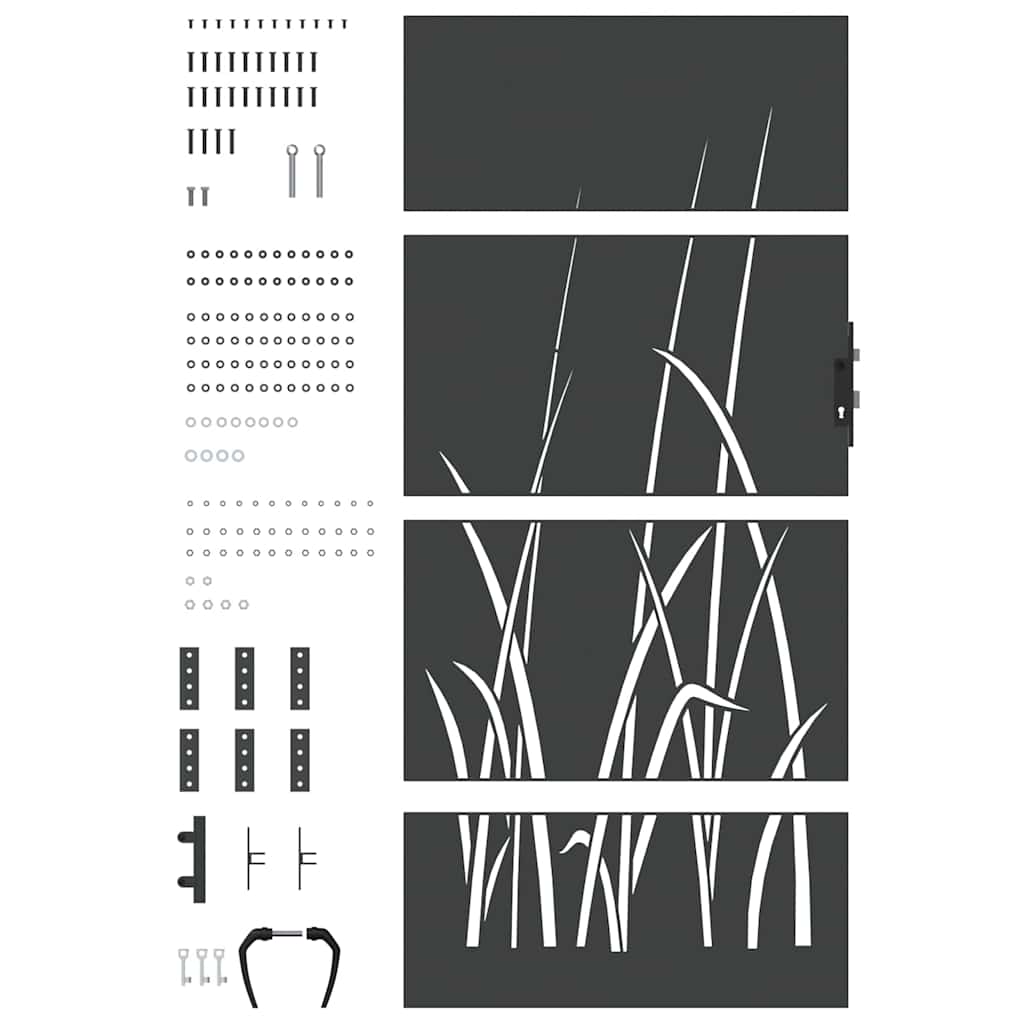 Gartentor, Gartentor 85x150 cm Cortenstahl Grasdesign Schwarz