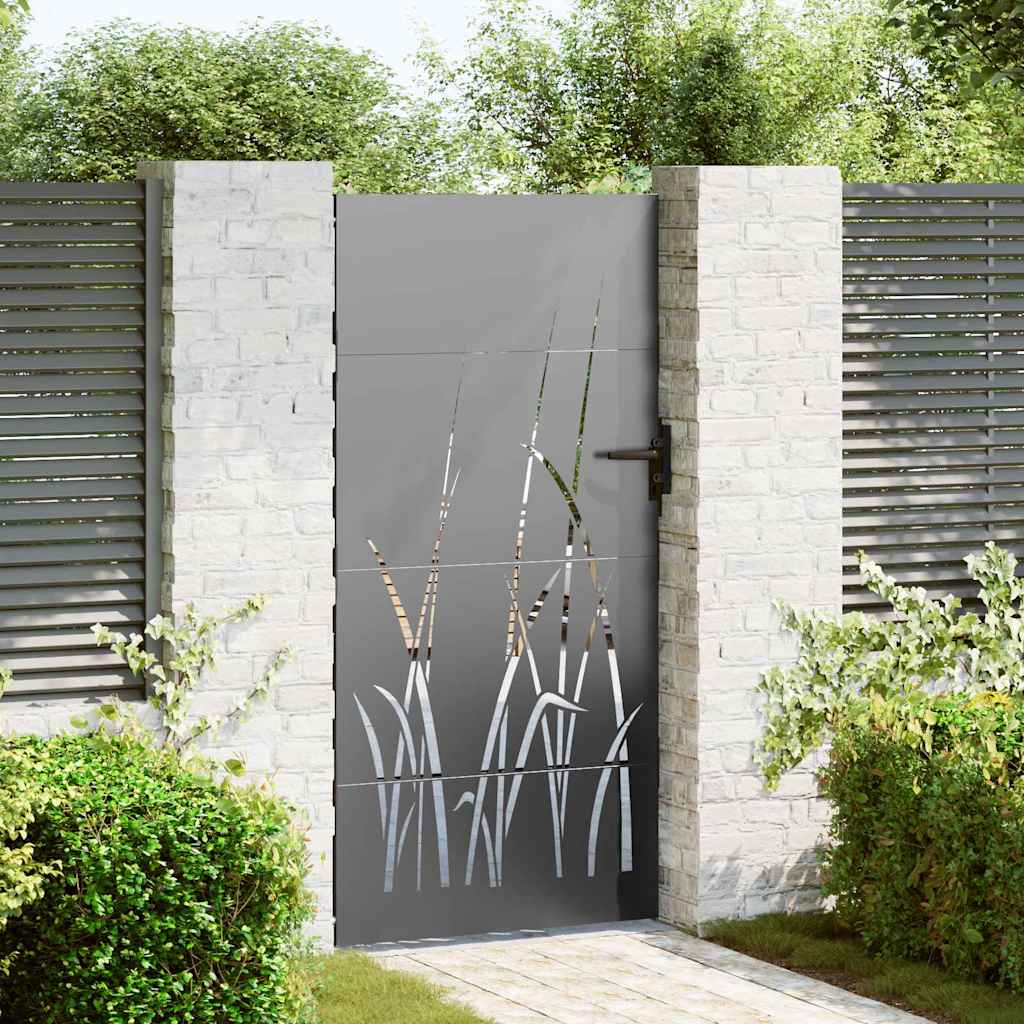 Gartentor, Gartentor 85x150 cm Cortenstahl Grasdesign Schwarz