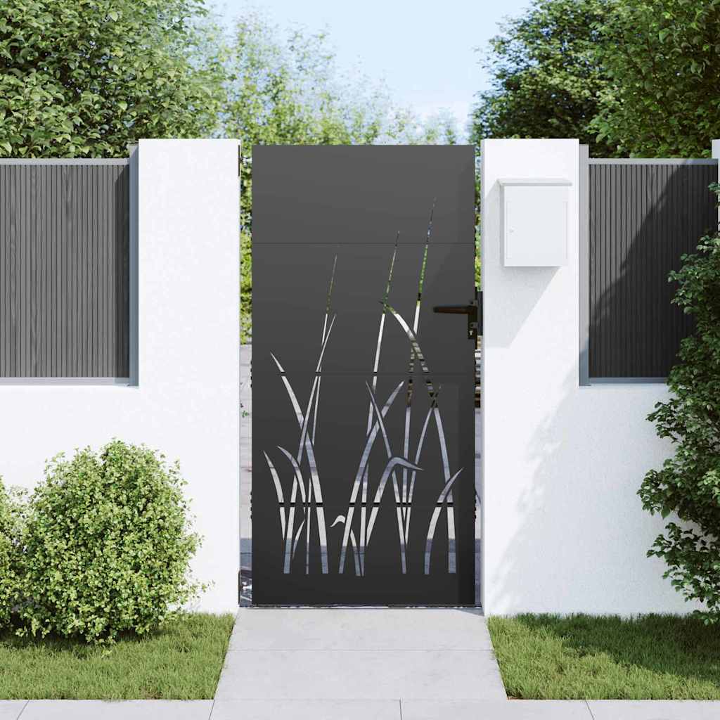 Gartentor, Gartentor 85x150 cm Cortenstahl Grasdesign Schwarz