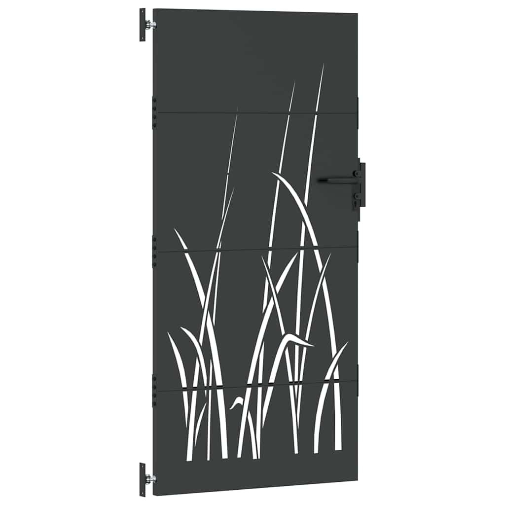Gartentor, Gartentor 85x150 cm Cortenstahl Grasdesign Schwarz