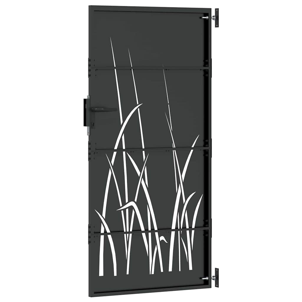 Gartentor, Gartentor 85x150 cm Cortenstahl Grasdesign Schwarz
