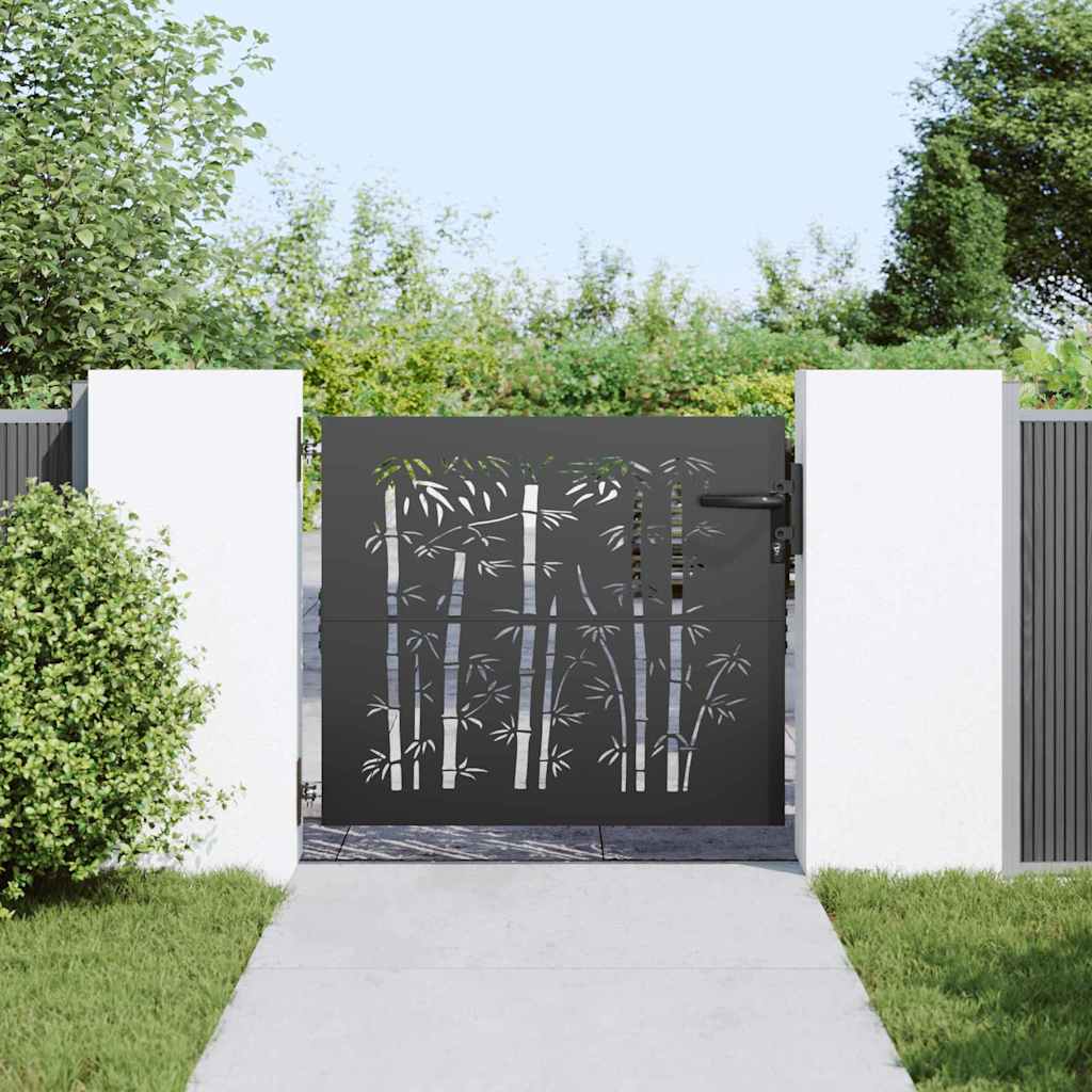 Gartentor Schwarz 105 x 100 cm Pulverbeschichteter Stahl