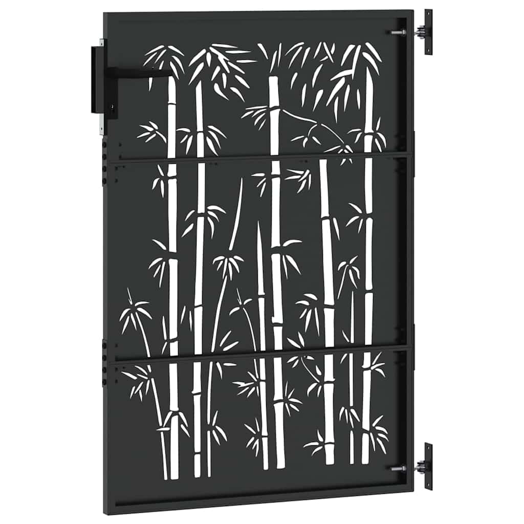 Gartentor Schwarz 105 x 125 cm Pulverbeschichteter Stahl