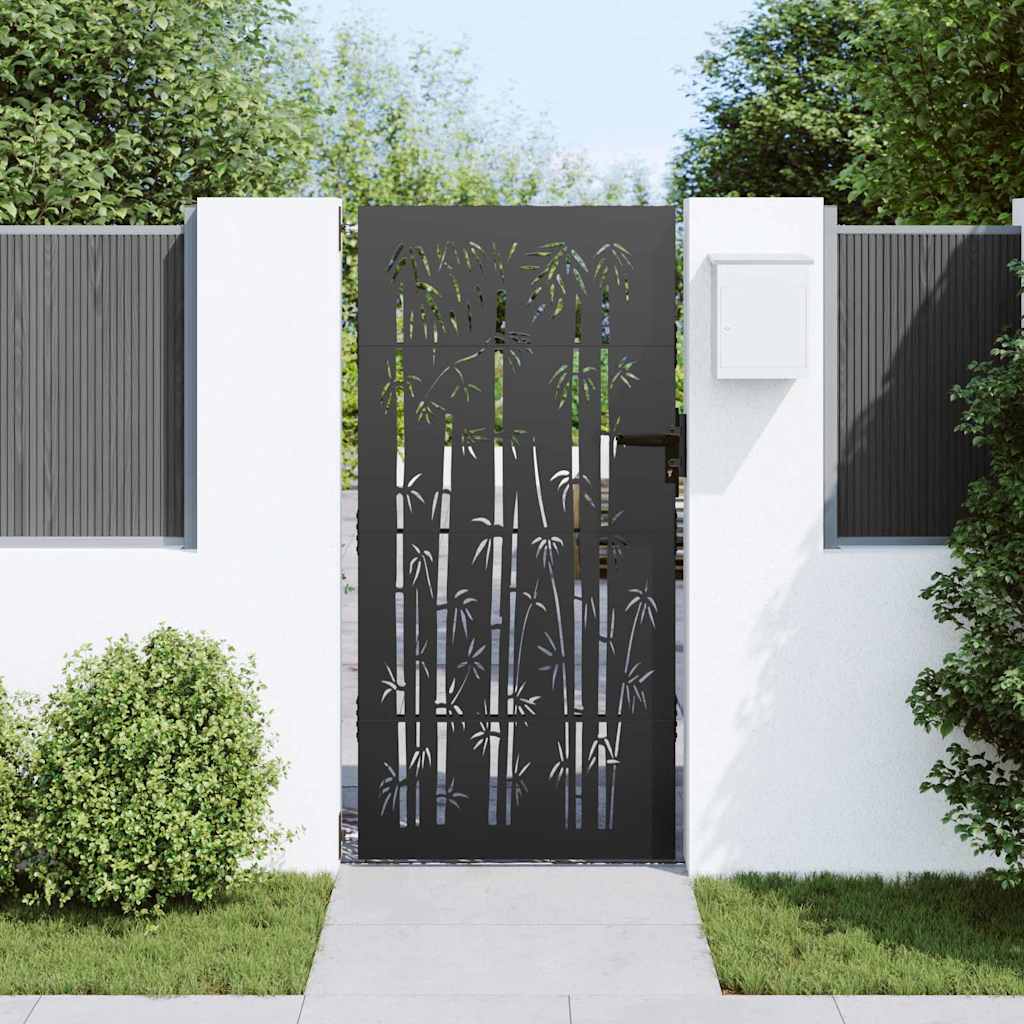 Gartentor Schwarz 105 x 175 cm Pulverbeschichteter Stahl