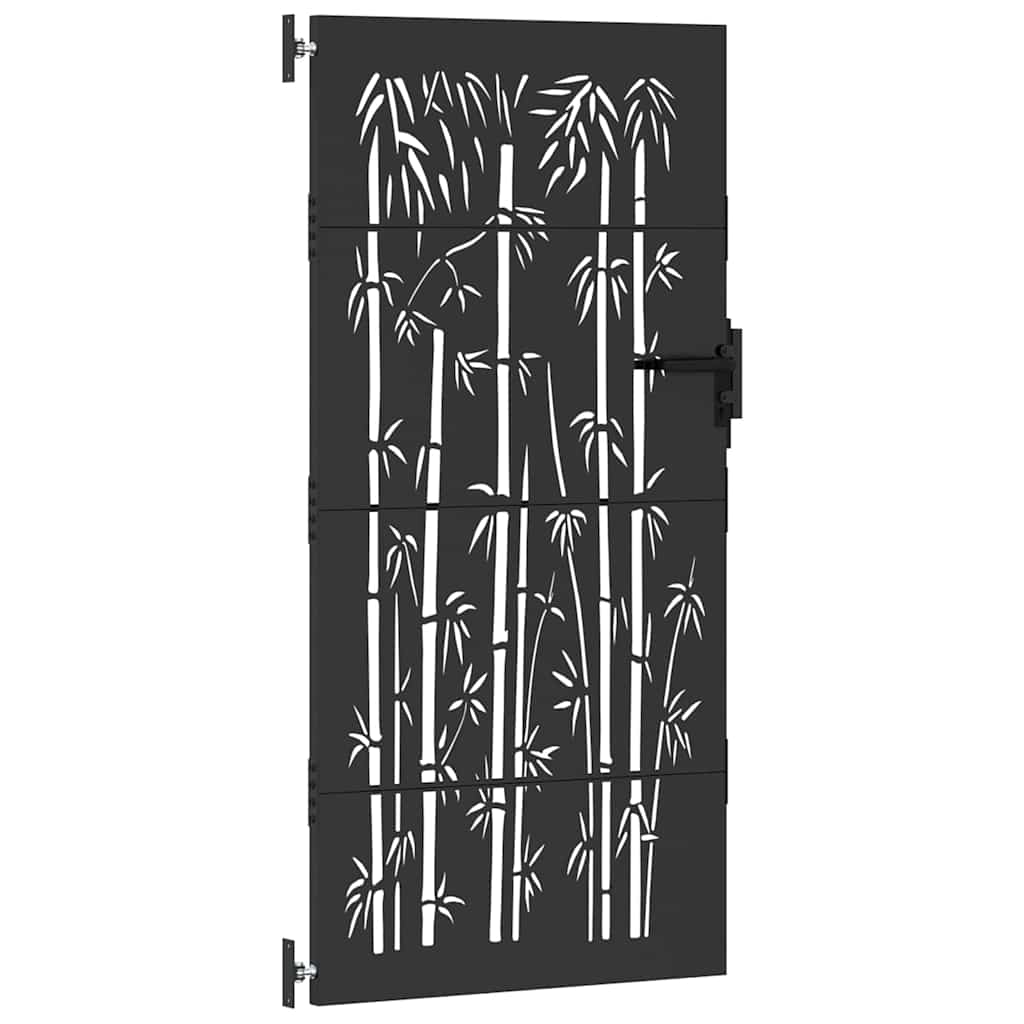 Gartentor Schwarz 105 x 200 cm Pulverbeschichteter Stahl