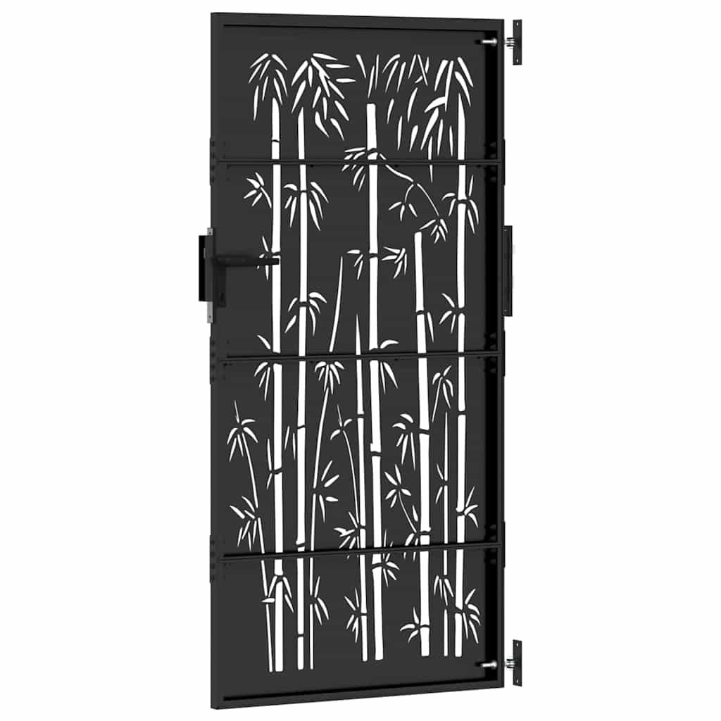 Gartentor Schwarz 105 x 200 cm Pulverbeschichteter Stahl