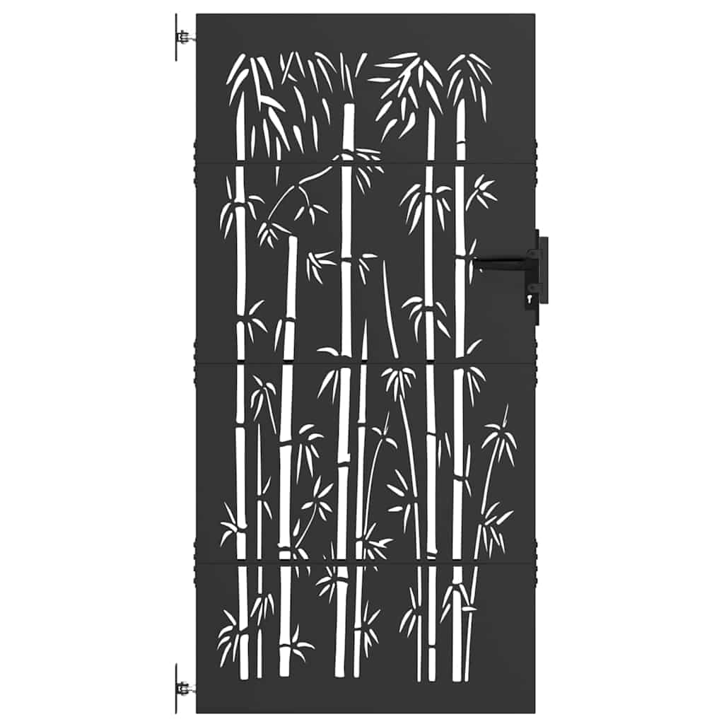 Gartentor Schwarz 105 x 200 cm Pulverbeschichteter Stahl
