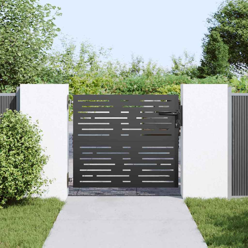 Gartentor Schwarz 105 x 100 cm Pulverbeschichteter Stahl