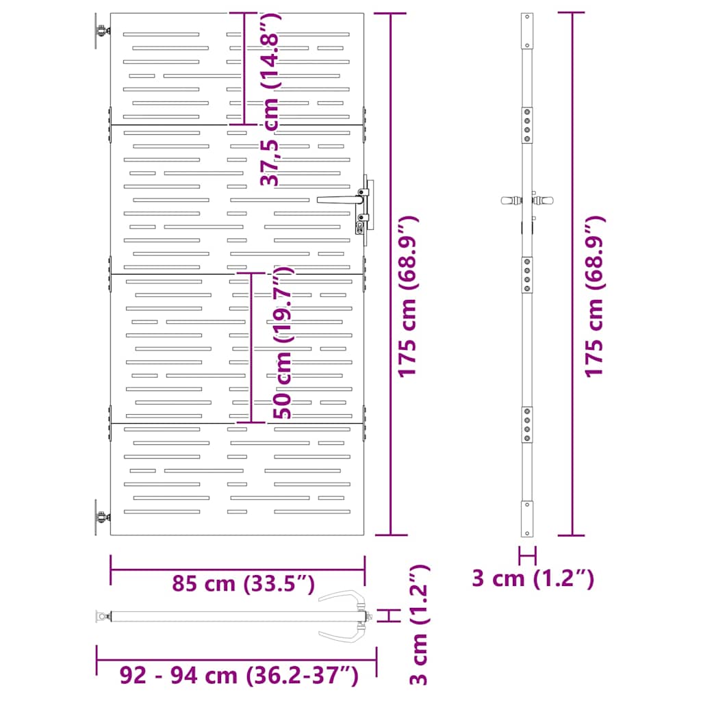 Gartentor, Gartentor 85x100 cm Cortenstahl Quadratdesign