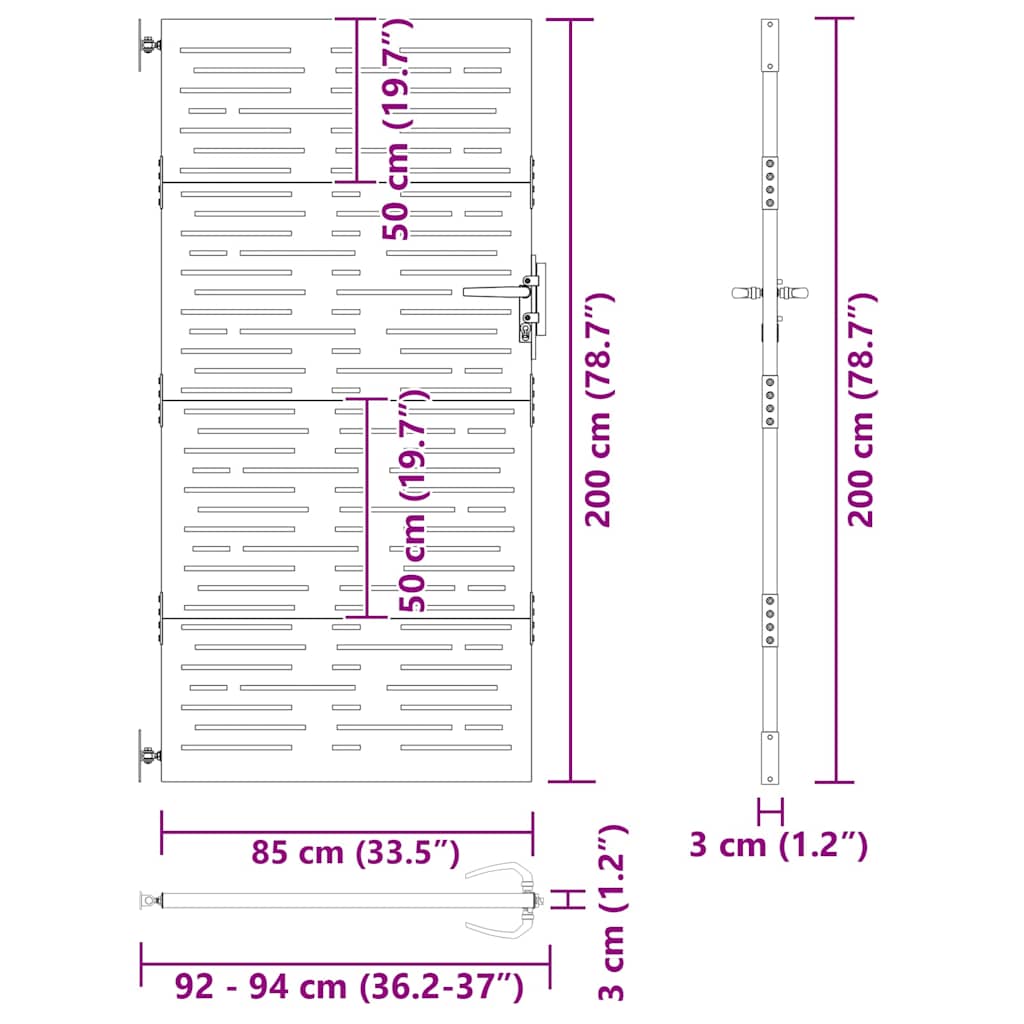 Gartentor, Gartentor 85x100 cm Cortenstahl Quadratdesign