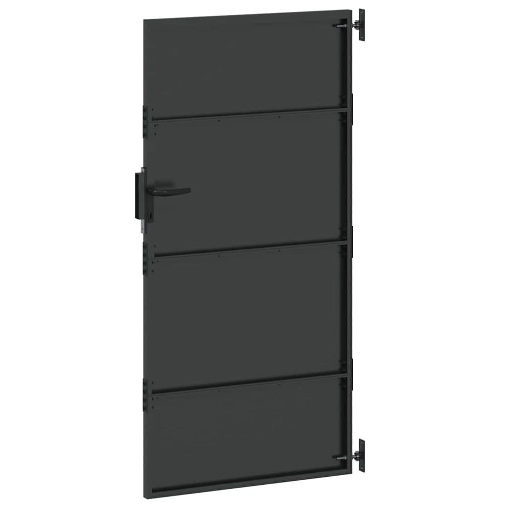 Gartentor Schwarz 105 x 200 cm Pulverbeschichteter Stahl