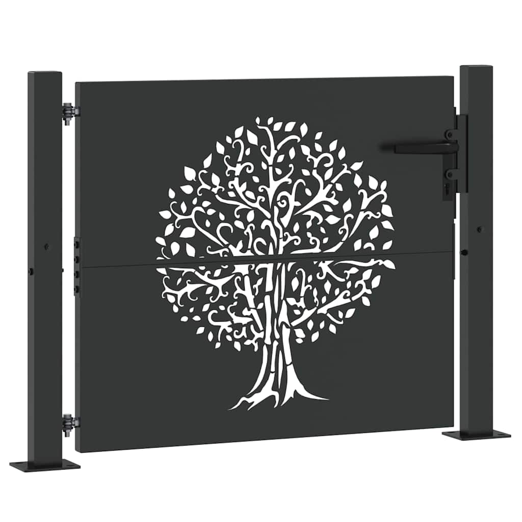 Gartentor Schwarz 105 x 100 cm Pulverbeschichteter Stahl