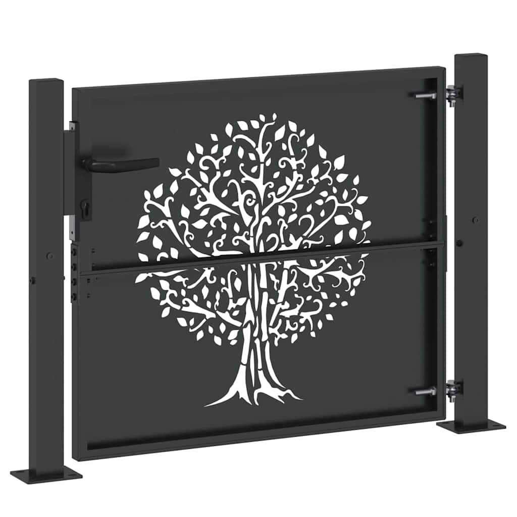 Gartentor Schwarz 105 x 100 cm Pulverbeschichteter Stahl