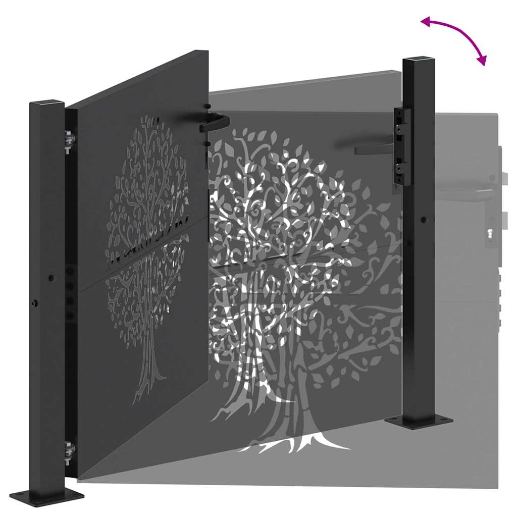 Gartentor Schwarz 105 x 100 cm Pulverbeschichteter Stahl