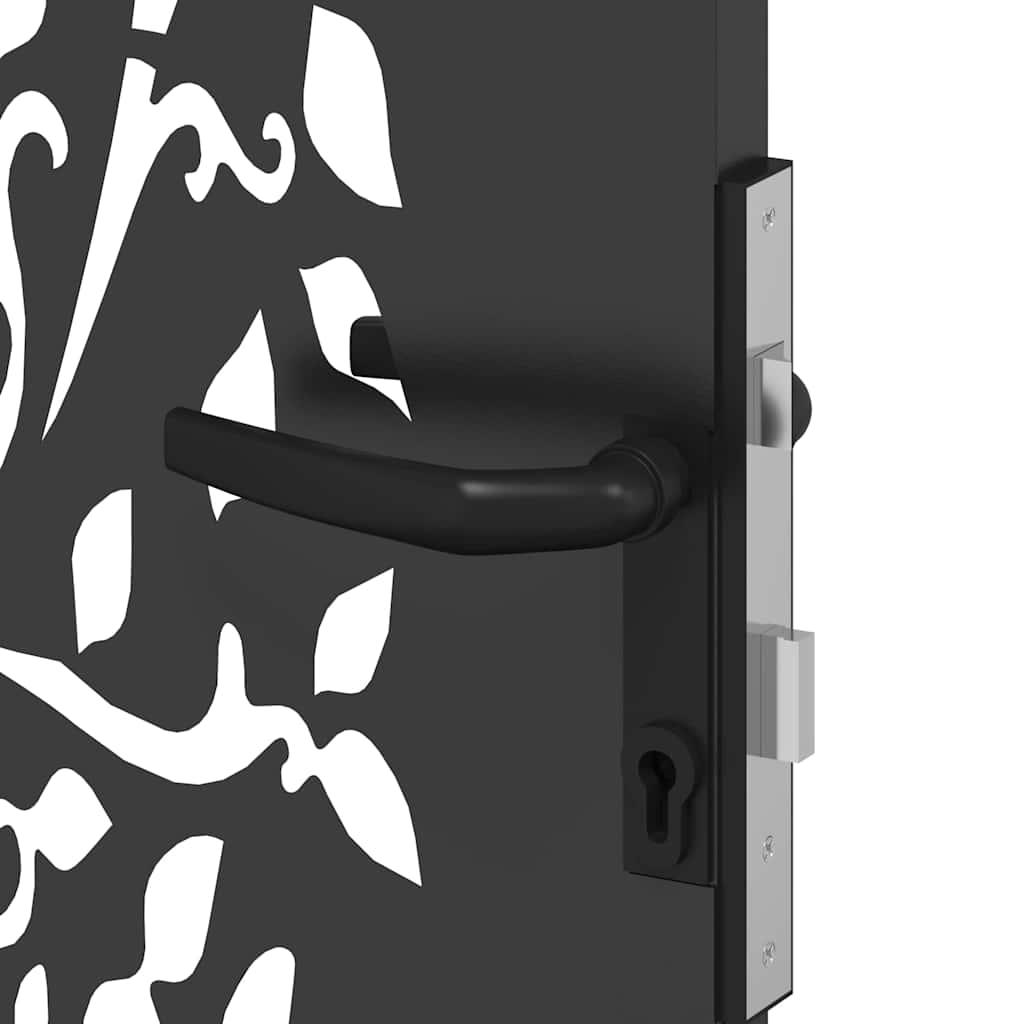 Gartentor, Gartentor 105x75 cm Cortenstahl Baumdesign Schwarz
