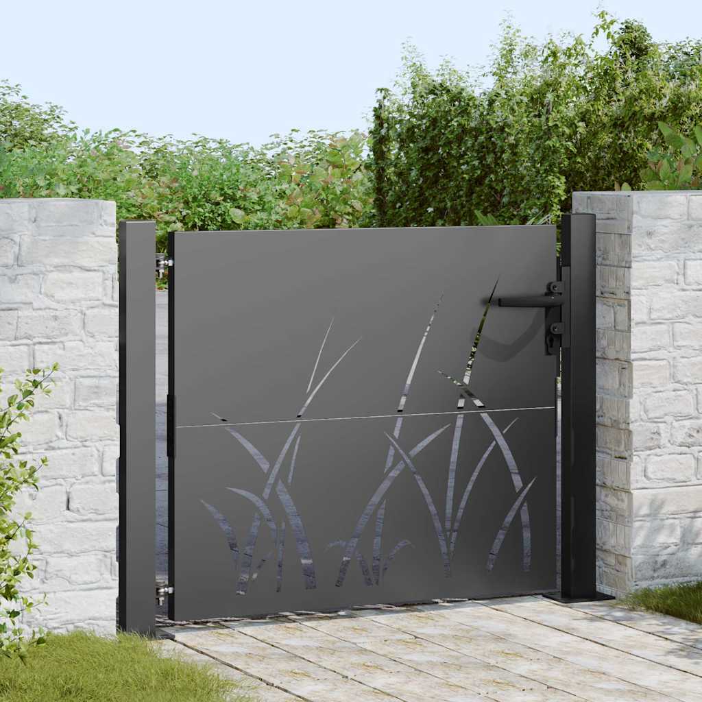 Gartentor Schwarz 105 x 100 cm Pulverbeschichteter Stahl