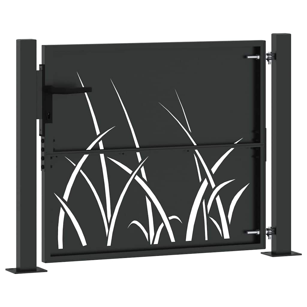 Gartentor Schwarz 105 x 100 cm Pulverbeschichteter Stahl