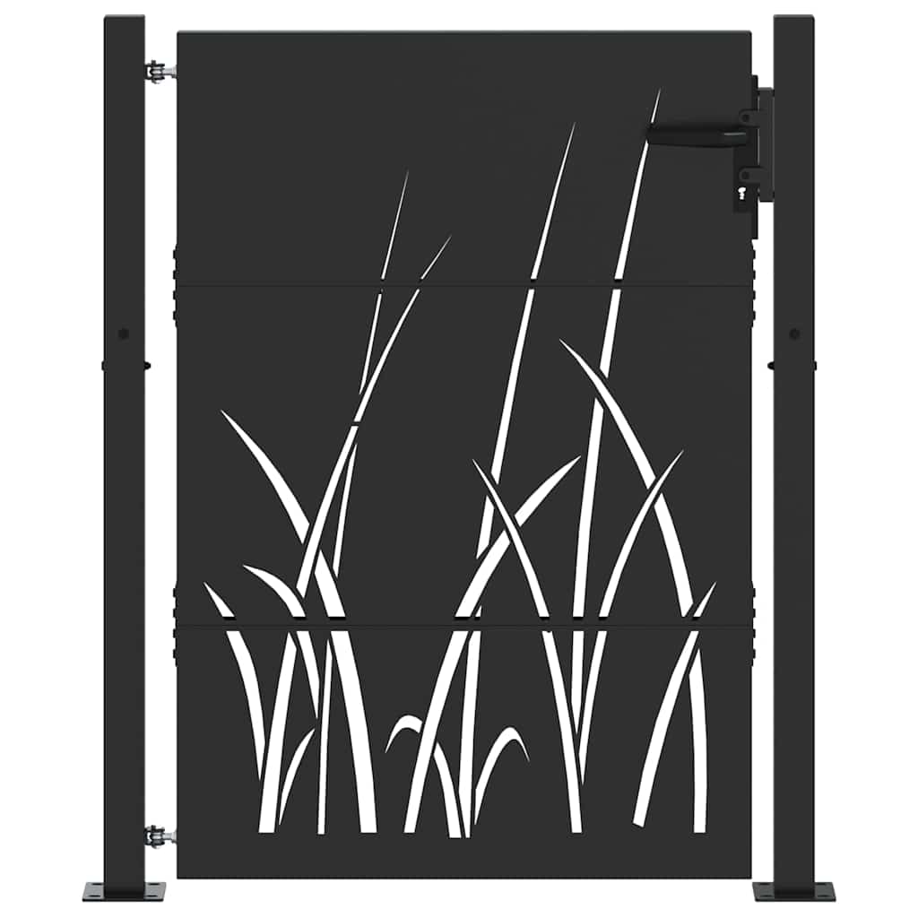 Gartentor, Gartentor 105x75 cm Cortenstahl Gras Design Schwarz
