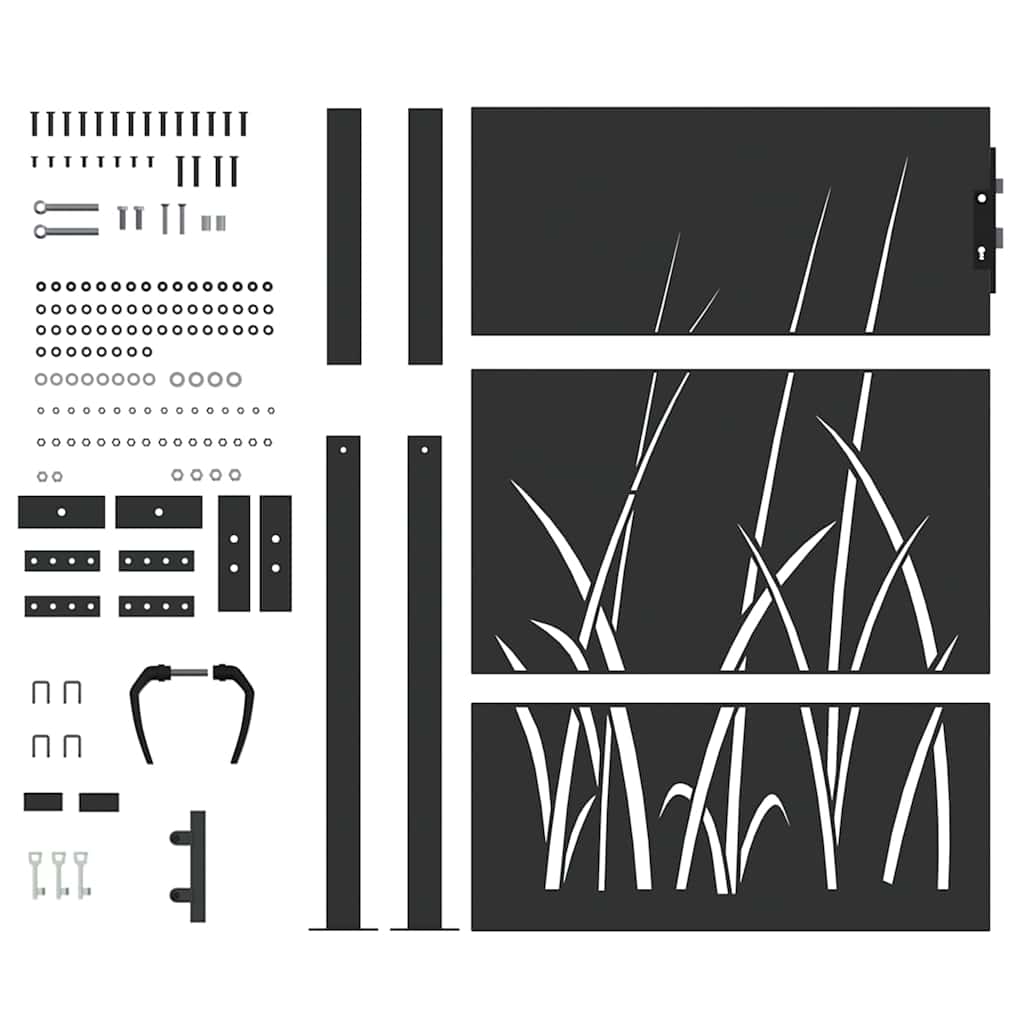 Gartentor, Gartentor 105x75 cm Cortenstahl Gras Design Schwarz