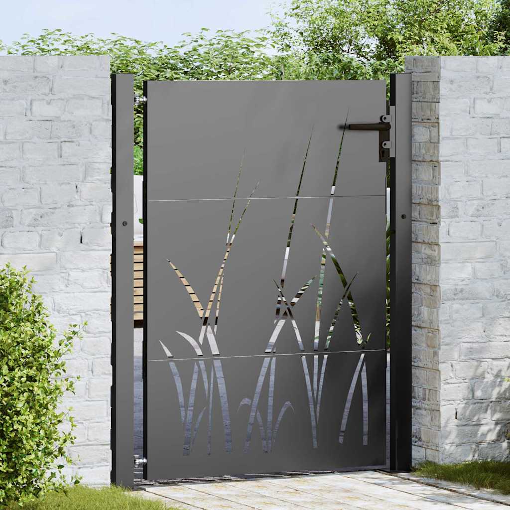 Gartentor, Gartentor 105x75 cm Cortenstahl Gras Design Schwarz