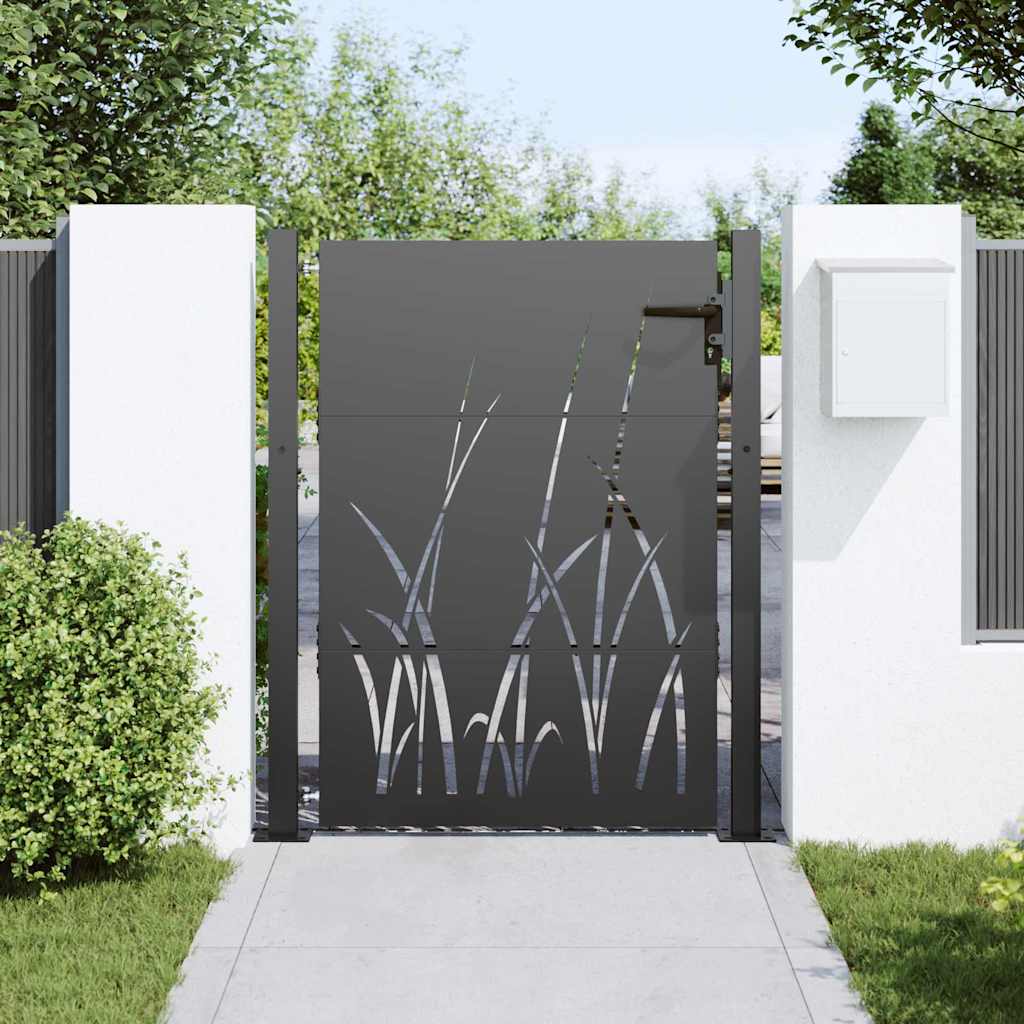 Gartentor, Gartentor 105x75 cm Cortenstahl Gras Design Schwarz