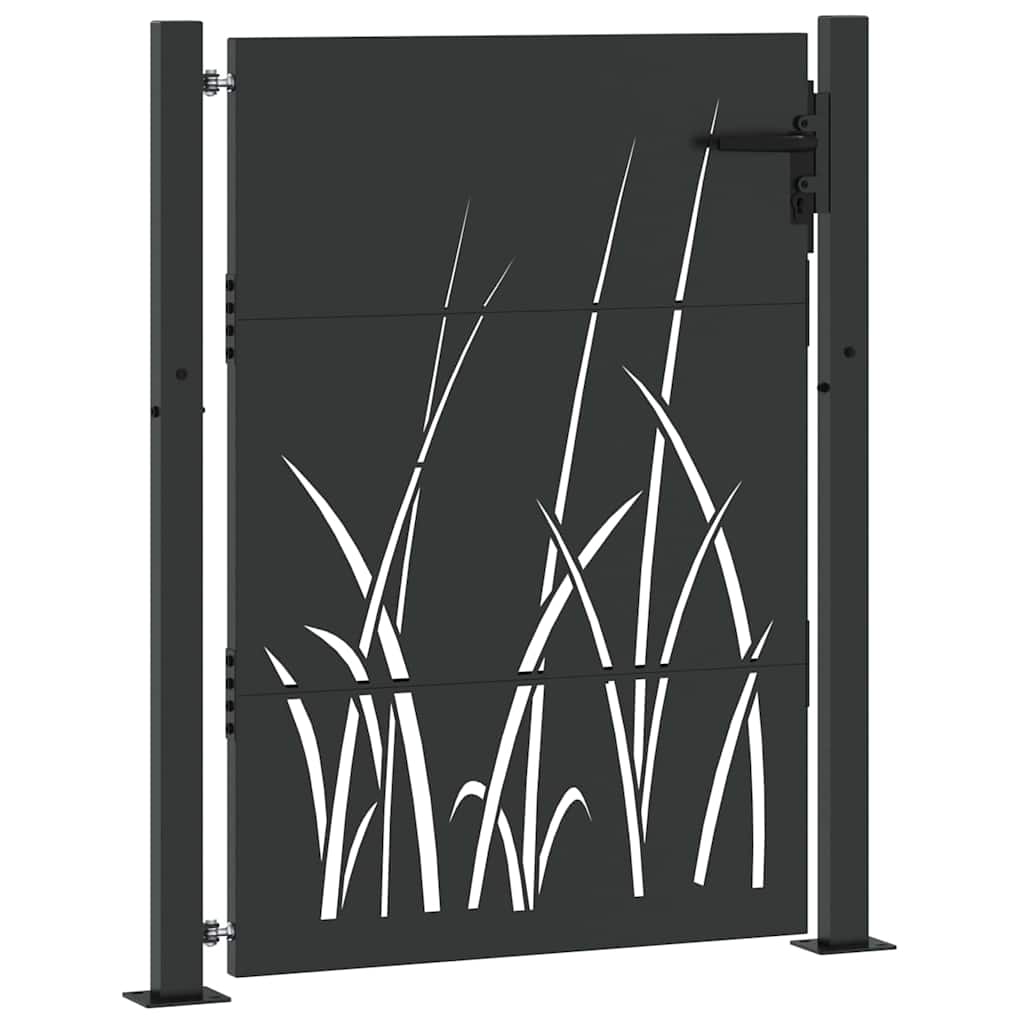 Gartentor, Gartentor 105x75 cm Cortenstahl Gras Design Schwarz
