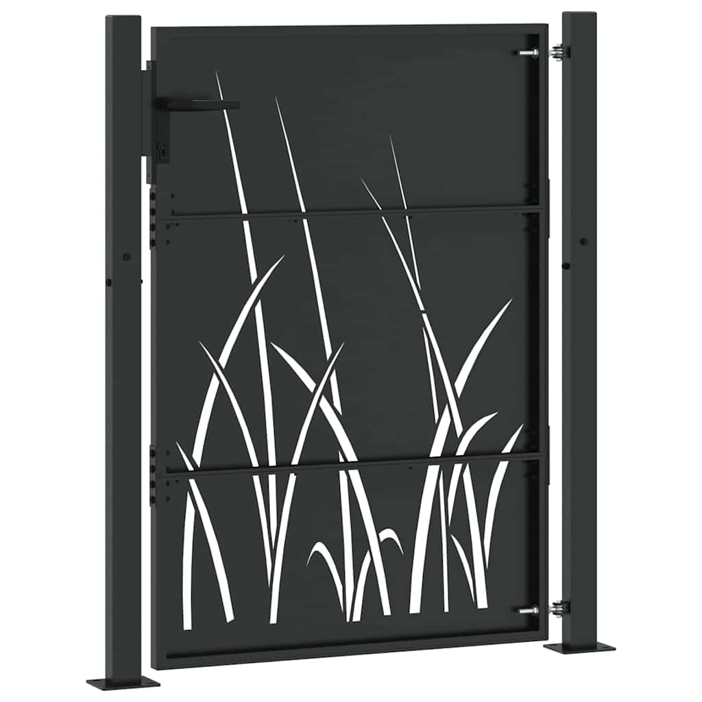Gartentor, Gartentor 105x75 cm Cortenstahl Gras Design Schwarz
